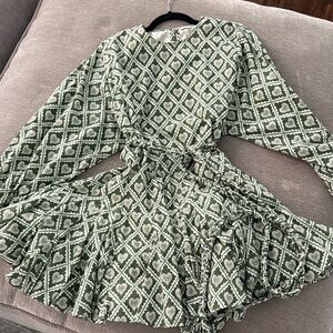 RHODE Green Patterned Dress. Size Medium